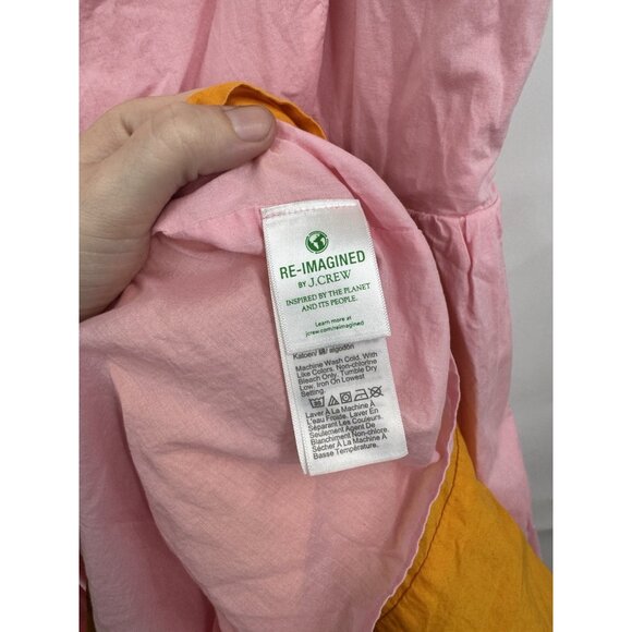 J. Crew Tiered Colorblock Midi Dress Women 12 Sherbet Pink Peach Peasant Prairie - Picture 5 of 13